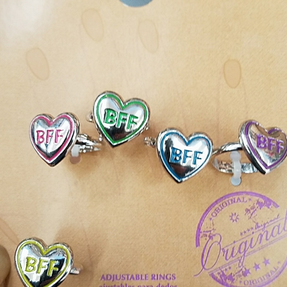 BFF adjustable heart rings